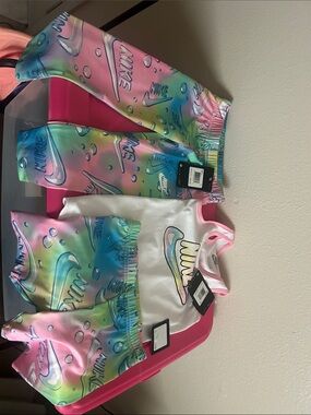 Nike Kids Rainbow Swoosh Swim Set - White, Pink, Blue, Green